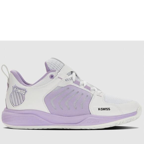 NEW K-SWISS women's ultrashot team tennis shoe in white/purple rose/moonless nig